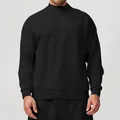 Felpa sportiva nera da uomo con mezza zip per escursioni autunnali e invernali - Nero premium