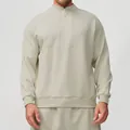 Felpa sportiva minimalista beige da uomo con colletto rialzato e mezza zip per outdoor - Albicocca Avena