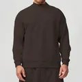 Felpa sportiva da uomo marrone scuro con collo alto e mezza zip riscaldante - Marrone scuro