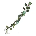 Detail view of artificial French rose vine with realistic eucalyptus leaves for decoration - Eucalyptus Rose Garland / 65cm/Pack / Blue