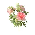 Artificial pink peony bouquet with green leaves for wedding and home decoration - Deep Pink