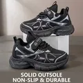 Girls' stylish black and silver mesh running sneakers for summer casual sports wear. - 26 / Black