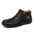 Klassieke zwarte hoge outdoor casual leren schoenen voor heren met zijritssluiting - 38 / Hoge Casual Stijl (A970) / Zwart
