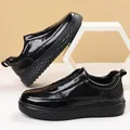 Zapatillas premium de hombre en cuero genuino negro sin cordones y suelas gruesas - 38 / Negro