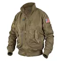 Chaqueta táctica de piloto de la fuerza aérea militar para hombre con parches decorativos - Caqui (Sin Etiqueta) / S