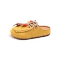 Vintage gele suède muiltjes voor kinderen met kralen in klassieke Birkenstock-stijl - Geel