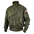 Chaqueta de vuelo militar verde oliva para hombre con parches tácticos - Army green [american standard] / S