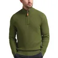 Casual herentrui in olijfgroen met ritssluiting en diagonaal geribbelde textuur - M / Tops / Legergroen