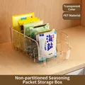 Organizador de plástico PET transparente para paquetes de condimentos de cocina - Estilo Largo Estrecho (Sin Divisor) / Transparente