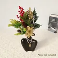 Ramo de Navidad artificial con bayas rojas y ramas de pino para decoración de fiesta - Ramo Champagne (Sin Florero)