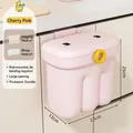 Cherry blossom pink octopus-shaped wall-mounted kitchen trash can with hanging lid design - Incl. Hook*1, Sticky Hook*1 / Sakura Pink