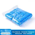 100pcs pack of blue disposable thickened PE shoe covers, waterproof and dustproof shield - 100 Pieces Pack / Blue