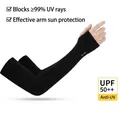 Manguitos refrescantes negros protección solar con agujero pulgar UPF 50+ par - Estilo Agujero Pulgar / 1 par / Negro