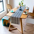 Chemin de table bohème en coton tissé avec motifs géométriques noir et blanc - MX09 Style à Motif Hexagonal Noir (MX09) / 30x50cm / Noir