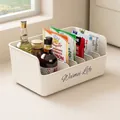 Organizador minimalista blanco crema para paquetes de especias y botellas de cocina - Sin divisores / Crema