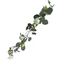 Close-up view of a high-quality artificial eucalyptus vine with white French roses. - Eucalyptus Rose Garland / 65cm/Pack / White