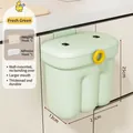 Mint green octopus-shaped wall-mounted kitchen trash can with lid, 25cm height spec - Incl. Hook*1, Sticky Hook*1 / Fresh Green