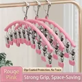 Multi-clip rouge pink sock drying hanger with 10 non-slip plastic dipped clips - 10 Pieces Pack / Carmine Pink