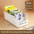 Weiße PET-Aufbewahrungsbox für Gewürzbeutel zur Organisation von Küchenschränken - Schmale Lange Art (Ohne Trennwand) / Creme
