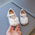 Elegant toddler girl sequin princess shoes with lace pearl bow for first birthday - 16 / Princess Mary Jane Style (MLX-8656) / Off White