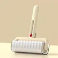 Foldable cream colored lint roller with one 60-sheet refill roll and a clear cover - 1 Handle + 1 Roll / Cream White