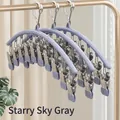 Space-saving 10-clip laundry hanger in starry sky grey with non-slip coating - 10 Pieces Pack / Starry Grey