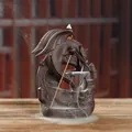Decorative ceramic winged dragon backflow incense burner with realistic smoke effect - Purple Clay Pterosaur Style C