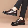 Zapatos de cuero marrón oscuro para hombre, estilo business casual - 37 / Marrón