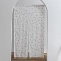 Premium minimalist floral cotton noren door curtain with tassel trim and beige finish - Double Opening / 85W*120H cm / Pale Purple Floral