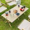 Portable foldable carbon steel roll-up camping table set for outdoor picnic - Large Table and Kermit Chair Set / 4-Piece Set