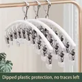 Pearl white non-marking laundry drying hanger with 10 strong metal clips for socks - 10 Pieces Pack / Pearl White