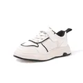 White children's sports sneakers with black accents and velcro strap closure - Size 26/Inner Length 16.5cm / Black Casual Sports Board Shoes (9947) / Black