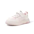 Casual white children's sports shoes with pink details and Velcro strap for girls - Size 26 / Pink (9947)