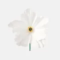 Detailed macro view of a handmade white crepe paper poppy flower with a green stem - White (50cm Flower Head)