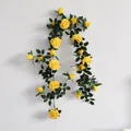 Lifelike artificial yellow rose vine garland for indoor wall and pipe decoration - Rose Vine / Yellow
