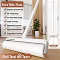 Extra wide white lint roller with 124cm long extendable handle for floor hair removal - Long Pole Set / 24cm / White