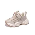 Stijlvolle chunky sneakers voor meisjes met ademend mesh en pluche voering voor de herfst. - 26 / Beige (Pluche Voering)