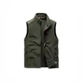 Men's military green thermal polar fleece vest with zippered pockets for outdoor hiking - M / Tops / Army Green