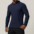 Men's quick-dry long-sleeve hooded athletic shirt in navy blue for gym and running - Royal Blue