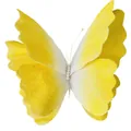 Delicada mariposa de tela en degradado amarillo con elegante detalle de cuerpo de perlas - Degradado Amarillo
