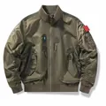 Olive green men's military flight bomber jacket with multi-pocket design - S / Tops / Khaki