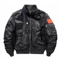 Tactical black bomber jacket with stand collar and multiple utility zipper pockets - S / Tops / Black