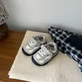 Zapatillas de invierno para niños con forro de piel sintética gris y velcro - Gris