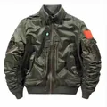 Durable olive green MA-1 flight bomber jacket with multi-pocket tactical utility design - Army Green