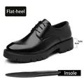 Scarpe derby eleganti in pelle nera da uomo con suola carrarmato spessa 5 cm e sottopiede - 37 / Stile Piatto Quattro Stagioni (17106) / Nero