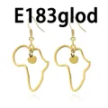 Close-up detail of stylish gold Africa map earrings featuring a small heart pendant - Africa Map Heart Pendant Hook Earrings (E183) / Gold