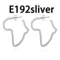 Detail of silver-tone African map shaped stud earrings with retro minimalist design. - Africa Map Hollow Stud Earrings (E192) / Silver