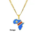 Dettaglio della collana a catena Figaro d'oro con ciondolo mappa Congo Africa - Mappa del Congo / Oro