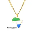 Dettaglio della collana con ciondolo mappa Africa bandiera Sierra Leone stile hip hop - Mappa della Sierra Leone / Oro