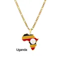 Vista dettagliata della collana pendente mappa Africa con i colori della Uganda - Uganda / Oro